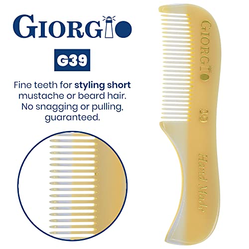 Giorgio češljevi za bradu - ručno rađeni komplet češlja za bradu od slonovače za njegu brade i brkova-uključuje fini i široki češalj za džepne Komode + fini češalj za ravnanje zuba + fini češalj za zube brkovi