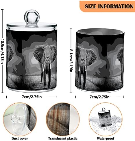 INNEWGOGO Slon na crno 2 pamuk pamuk swab držač lopte Organizator Plastični čisti tegle sa poklopcima čisto kupaonice Skladištenje