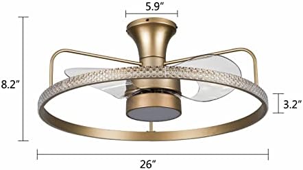 Ventilator stropa sa svetlom, 26 '' Moderni zatvoreni polupitni stropni stropni, daljinski upravljač Niski profil stropni ventilatori