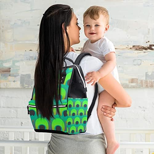 Prilično zelene paunske torbe rukpack Baby Nappy Promjena torbe s više funkcija VELIKA KAPACITET putna torba