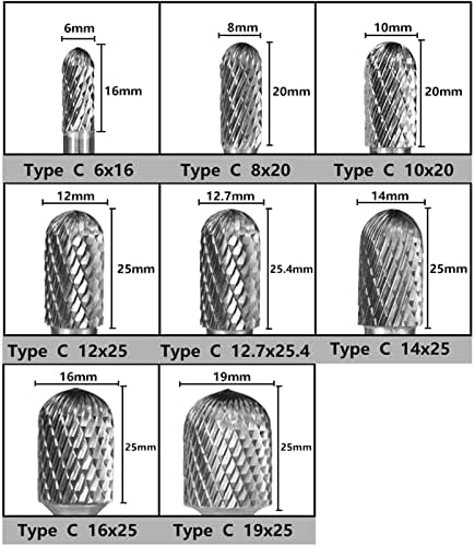 Tungsten Carbide Burr Type C fine Tooth Rotary Files Metal Milling carving Bit Cutter 6mm Shank Rotary Burrs 1kom