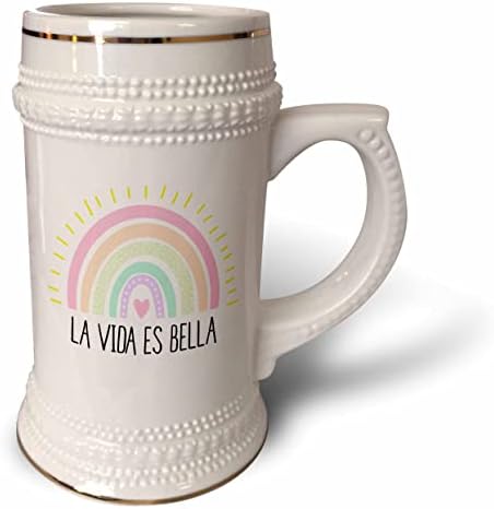 3Droza La Vida Es Bella - Život je prekrasan na španjolskom - višebojni. - 22oz Stein šolja