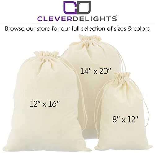 CleverDelights pamučne torbe - 8 x 12 - 50 pakovanja - Premium 5oz muslinska torba