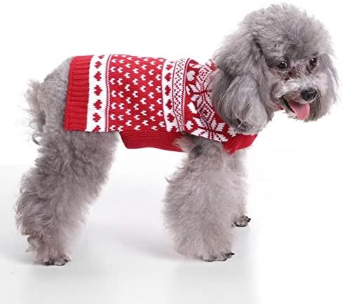 Klasični božićni pas crveni džemperi za ljubimce zimske pletive Xmas Odeća klasičnih toplih kaputa Džemper za snježne pahulje za kitty