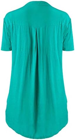 Bluze plus veličine za žene Dressy, ženske čipke čvrste boje na vrhu bluza s kratkim rukavima tunička bluza Crewneck gumb Thirs