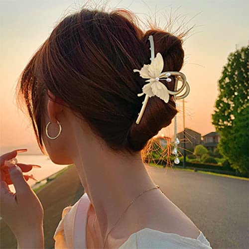 Butterfly hair Clips Pearls Tassel Butterfly Hair Claw Clips veliki metalni Hair Claw Non-Slip Strong Grab Clips Shark Barrette Hair