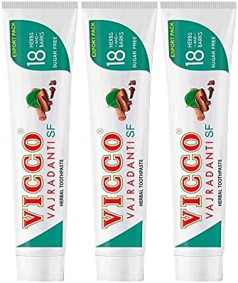 Vicco Vajradanti Biljna pasta za zube 18 Ayurvedsko bilje i laki sa šećerom - Pakovanje od 3 - posebno pakirano i izvezeno po ime