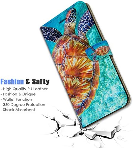 za Samsung S23, za Samsung Galaxy S23, dizajniran poklopac kućišta telefona sa preklopnim novčanikom, A23158 plava morska kornjača