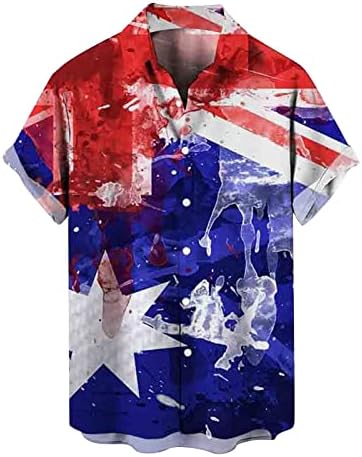 Ljetne košulje za muškarce Dan nezavisnosti zastava 3D štampani kardigan Casual kratki rukav Shirt Plain Shirts Men