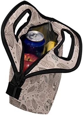 HEOEH Lotus Bird linije uzorak torba za ručak Cooler tote torba izolirani Patentni zatvarač kutije za ručak torba za vanjsku školsku