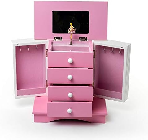 Djevojkova ružičasta i bijela obojena drvena kutija za balerinu - Elise by Mele & Co. - Mnoge pjesme koje treba odabrati - Eine Klien