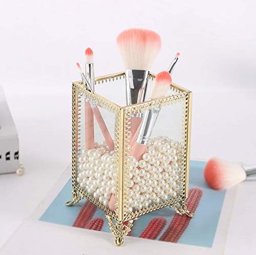 N / A Geometrijski stakleni šminka četkica nosač nakit kutija za olovku Kašika za šminku Organizator stola za skladištenje kozmetika