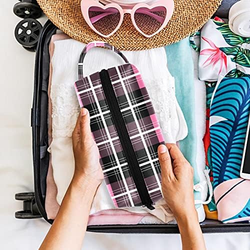 Kozmetička torba za šminku PU kožna vodootporna putovanja toolet torba s ručnim ružičastom sivom bijelom plavljenom pozadini1