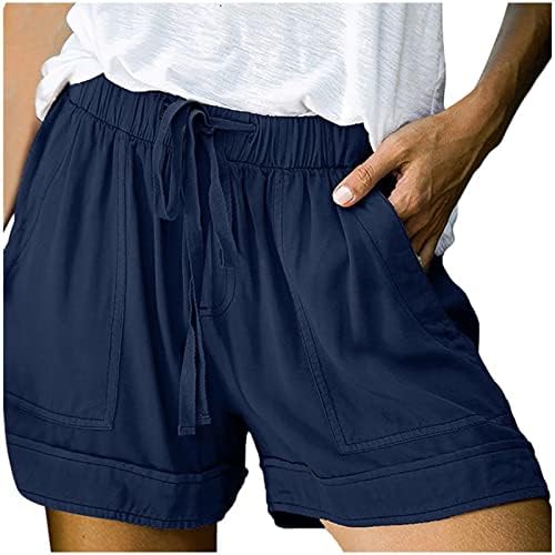 Ženske kratke hlače s vezicama ljetni elastični struk Ležerne lagane kratke hlače s džepovima za odmor na plaži udobne vruće hlače