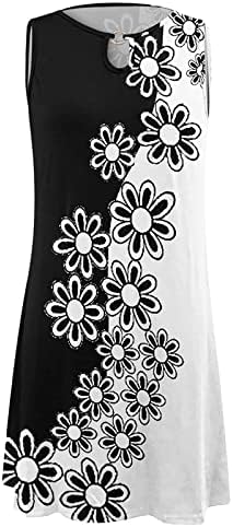 Trebinske haljine za žene Ležerne ljetne cvjetne tiskane haljina bez rukava u šupljim haljinom kratke plaže