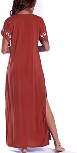 Boho cvjetna haljina sa printom za žene Casual V izrez kratke rukave Maxi haljine labave lepršave podijeljene duge haljine