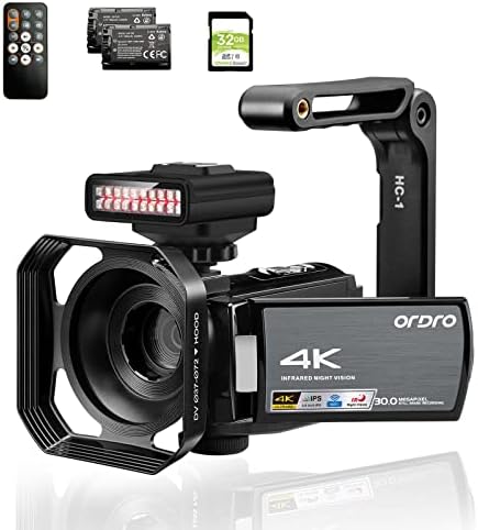 ORDRO 4K video kamera FHD 1080p 60FPS 48MP WiFi video kamera snimač 4K IR noćni vidni kamkorder 3.0 '' IPS infracrvena kamera HOST