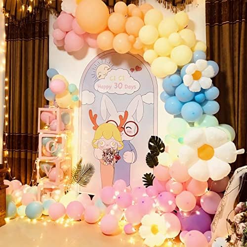 191pcs Pastel Balloons Garland Arch Kit, pastelni baloni Daisy Balloons Garland Kit za tuš za bebe Daisy Theme Macaron Vjenčanje Djevojke