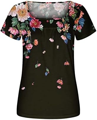 Djevojke majica 2023. kratki rukav V scoop vrat pamuk cvjetni grafički labav fit casual top majica za žene QF