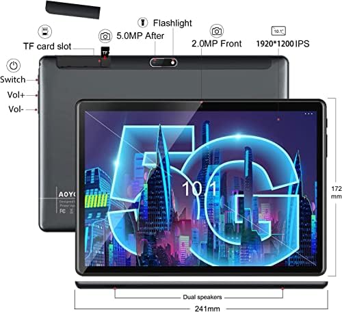 AOYODKG ANDROID 11 tablet 10 inča, 5G WiFi tablete sa Octa-Core 1,8GHz 128GB Skladištenje Dual Camera, HD tablet za odrasle, GMS certificirani