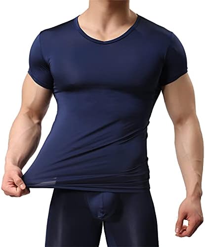 YUFEIDA muški seksi donji veš košulje kratki rukav T-Shirt Mesh Sheer Top potkošulja Sleepwear