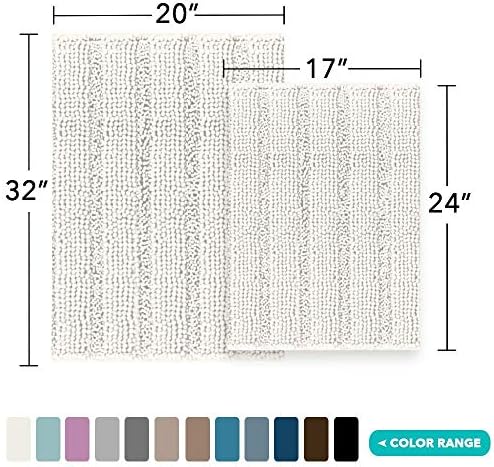 Turquoize Chenille tepih za kupanje Naruči trkač za kupanje 59 X 20 I set prostirki za kupanje 32 x 20 / 17 x 24 Ivory