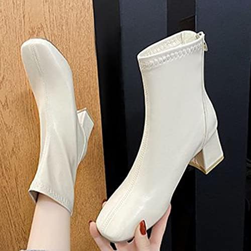Čizme za žene i čizme za gležnjeve i čizme jesen zima PU bočni patentni zatvarač Chunky visoke cipele za cipele sa visokom petom Knight