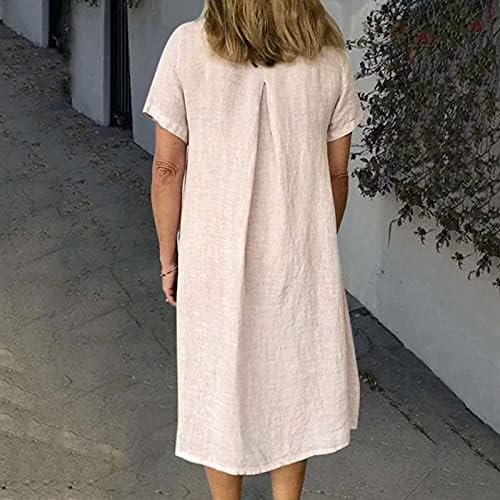 Ljetna ženska pamučna lanena duga haljina 2023 Ležerna modna haljina bez rukava Plus veličine labave haljine za sunce sa džepovima
