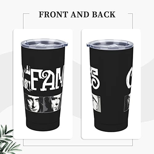 Grinfab CAIF% Anes Band Travel Tumblers 20oz nehrđajući čelik šalica sa poklopcem i slamnom šalicom za kavu za hladne i tople napitke