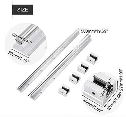 2 kompleta / lot SBR12-500mm 12mm Linear Bearing Rail Slide Linear vodič vratila w / 4kom Sbr12uu blokova