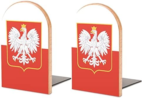 Poljska Eagle Zastava štampana Bookends dekorativno drvo knjiga završava za police ured paket 1 par