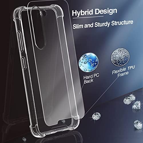 KIOMY Clear Case za Samsung Galaxy S23+ / S23 Plus 5G 6.6 Shockproof Branik zaštitni poklopac tvrda PC leđa + fleksibilni TPU podignut okvir hibridni dizajn transparentno tanko prianjanje sa poboljšanim uglom vazdušnog jastuka