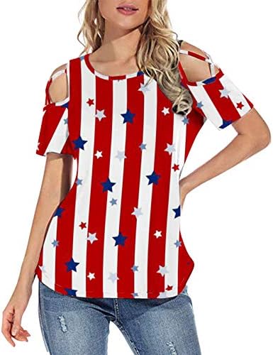 4. jula majice za žene kratki rukav O vrat tunike vrhovi američka zastava zvijezde prugaste Patriotske bluze Top