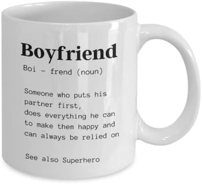 Boyfriend Definition Mug poklon za dječaka prijatelja ili verenika za poklon za Dan zaljubljenih, dečko šolja za kafu Od Devojke ili