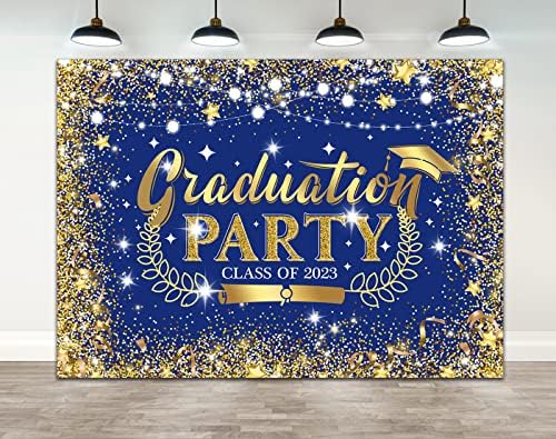 Ticuenicoa 7×5ft Kraljevsko plava klasa 2023 Graduate Backdrop Gold Glitter Bokeh Čestitamo grad College University Party Banner dekoracije