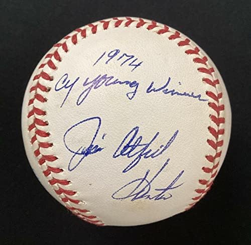 Jim somfish lovac potpisao bejzbol bob smeđi hof auto 1974 CY Young Inscrip JSA - autogramirani bejzbol
