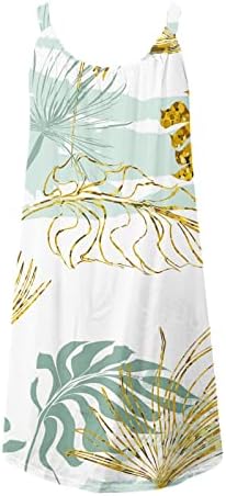 Ruziyoog ljetna haljina za žene labave Casual Boho cvjetni Print špageti remen sarafan sa lepršavim haljinama na plaži bez rukava