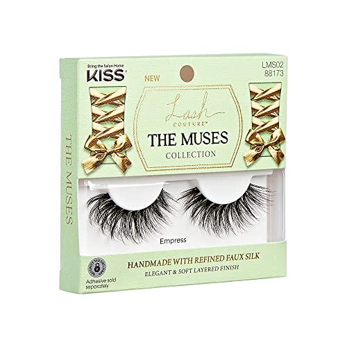 KISS Lash Couture kolekcija Muses umjetne trepavice - Carica, Crna, zaobljena, Srnastih očiju, rafinirana Umjetna svila, kontaktna sočiva, savitljiva traka, udobna, za višekratnu upotrebu, bez okrutnosti, veganska / 1 par