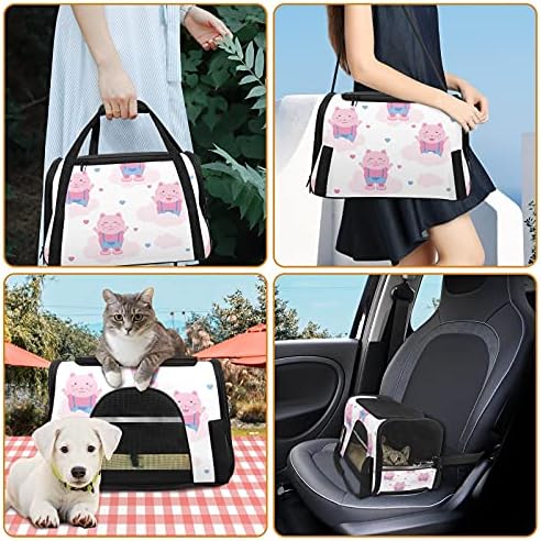 Torba Za Kućne Ljubimce Pink Cat On The Cloud Love Heart Little Dog Cat Štenci Mekana Prenosiva Putna Torba