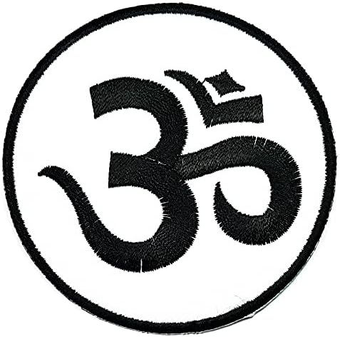 Rareeasy Patch Aum Ohm Hinduinduistički hinduizam Yoga bijeli crne mrlje Emneidered Applique šivati ​​na patch-u Simbol Odjeća Jeans