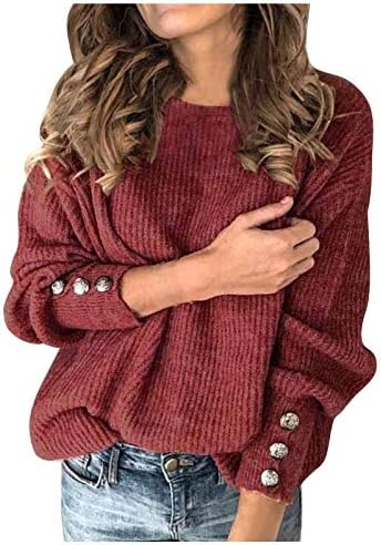 Ymosrh Ženski džemperi Kardigan modni pulover u boji okrugli vrat Topli džemper s dugim rukavima
