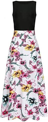 Ljetne žene bez rukava Maxi haljine cvjetna posada modna ležerna duga haljina udobna mekana tanka haljina