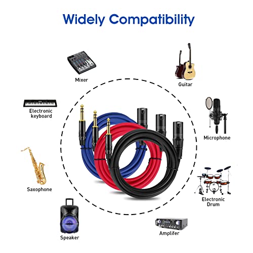 Dremake XLR musko do 1/4 inča 6,35mm / 6,5 mm TRS utikač Balanced Interconnect kabel 3 pakovanje, 25 stopa XLR do četvrtog inčnog