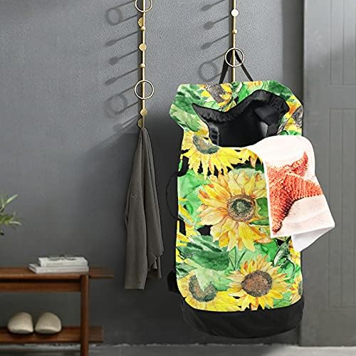 Akvarel ruku izvući šarene Sunflwoers zahvalnosti pada Vintage stil torba za pranje Heavy Duty veš ruksak sa naramenice ručke travel