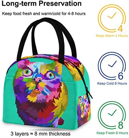 Izolovana torba za ručak za žene - preslatka mačka velika nepropusna torba za ručak sa naramenicama za rad