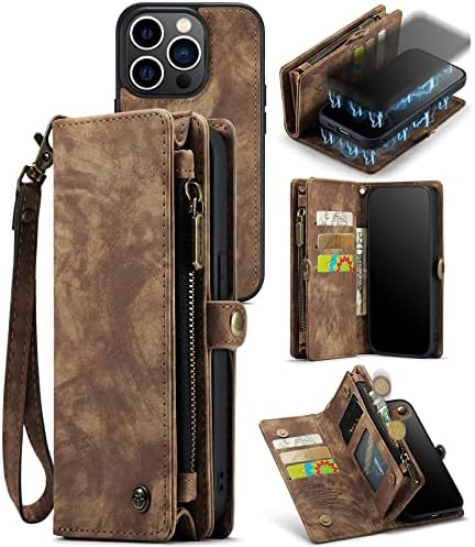 Mobilni telefoni Flip Case Wallet Case za iPhone 13 Pro Max, 2 u 1 odvojiva Premium kožna torbica sa magnetnim patentnim zatvaračem narukvica za žene sa držačem za kartice + džep za novac, torbica za novčanik (