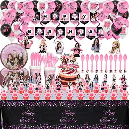 Blackpink potrepštine za rođendanske zabave uključuju Happy birthday Banner cake topper balon pribor za rođendanske zabave za djevojčice