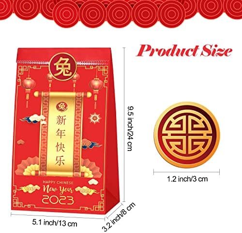 MIMIND 24 komada 2023 Sretna kineska Nova Godina poklon torbe lunarna Nova Godina Spring Festival Treat Candy Favor torbe sa okruglom