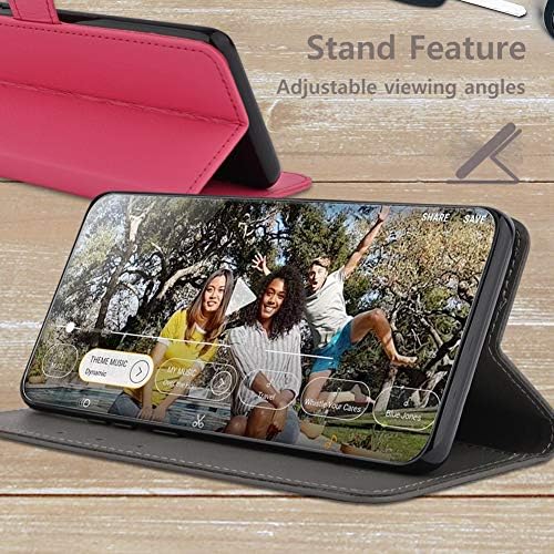 Qoosan Galaxy A42 5G torbica za novčanik za žene i muškarce, sklopiva PU kožna preklopna futrola za telefon sa držačem za kartice, Hot Pink