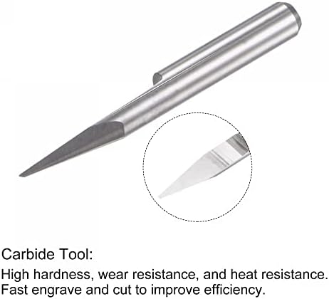 Uxcell guma za grešku rutera, 1/8 3.175mm SHANK 0,4 mm Tip od 20 stupnjeva od punog karbidnog CNC 3D glodalica za rezbarenje akril